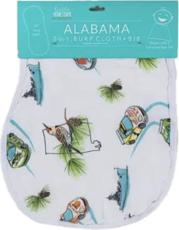 Alabama Baby 2-in-1 Burp Cloth and Bib