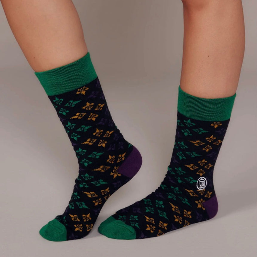 Mardi Gras Fleur De Lis Socks