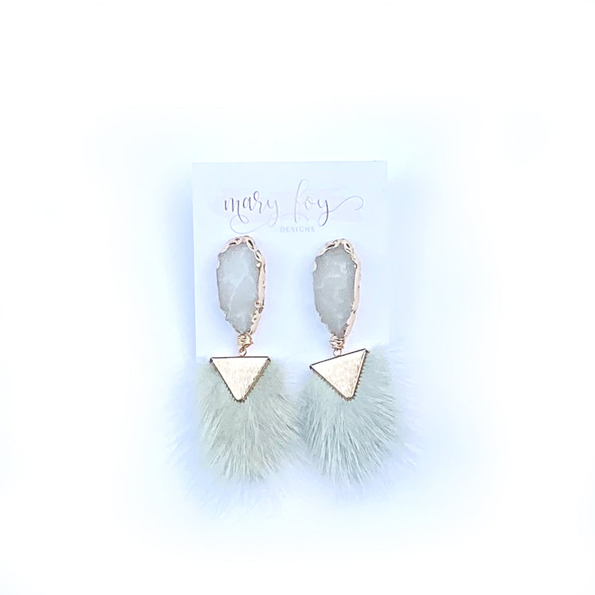 Mint Fur Earrings