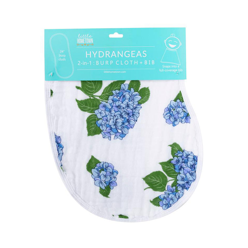 Hydrangea 2-in-1 Burp Cloth and Bib
