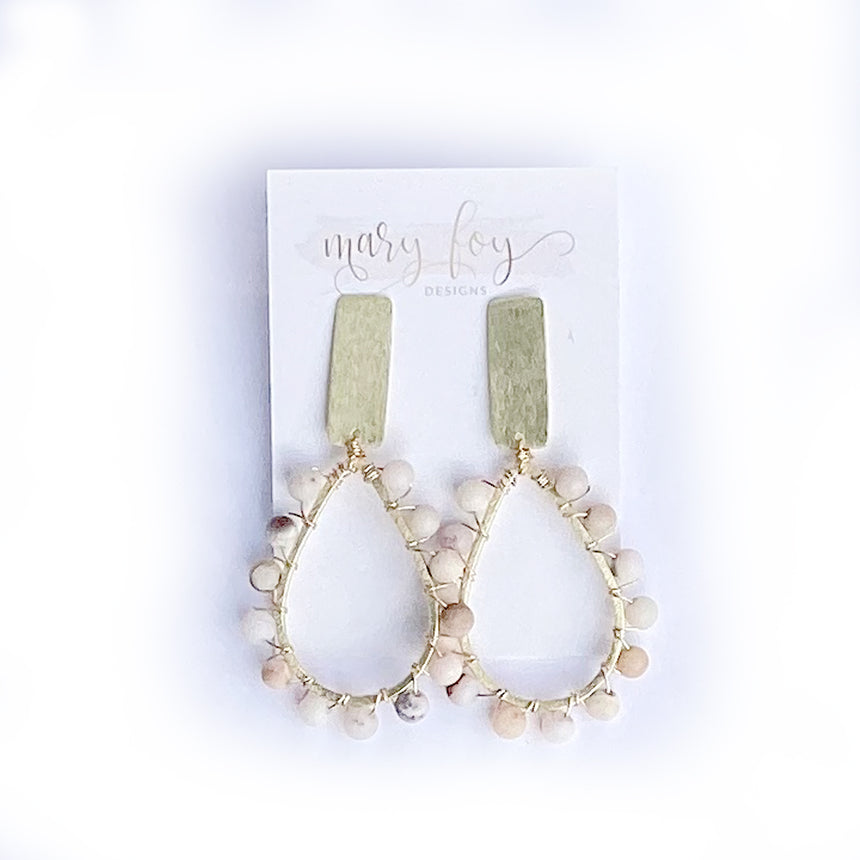 Pink Opal Beaded Earrings