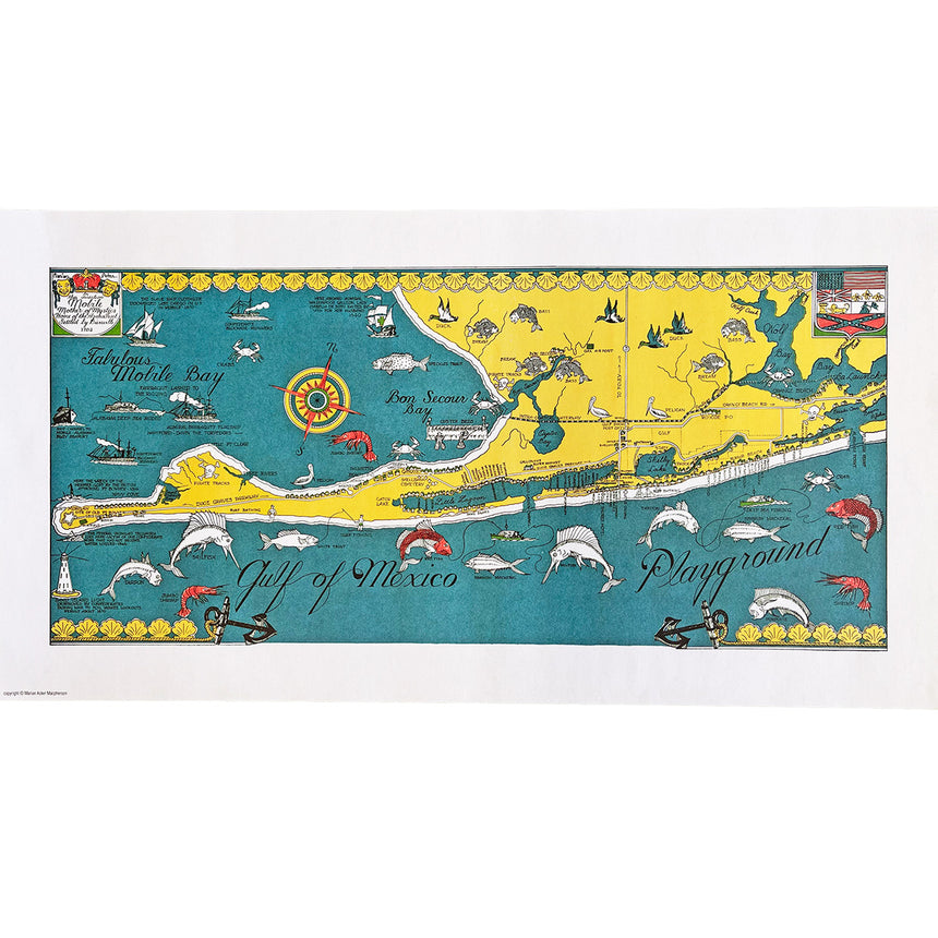 Marian Acker Macpherson Gulf Shores Map Print